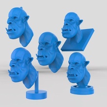 orc cabeça esculpir 3d modelos impressão criatura chaveiro monstro arte brinquedo personagem jogos low poly 3d print model - Mito3D
