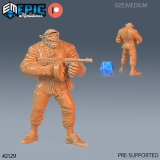 orc henchman tommy gun dnd miniature tabletop miniatures gaming monster 3d model rpg dndminis stl file Game epic-miniatures dndminiatures 3dprint 3dminiature printedminis 3dprinting dungeon fantasy roleplaying dragon warrior undead pre-supported 3d print model - Mito3D