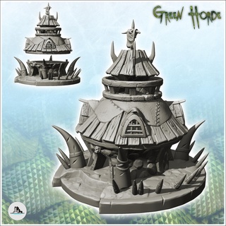 orc round house wooden roof horn decorations 3 - ork green horde fantasy beast chaos demon ogre building architecture tabletop miniatures scenery wargame game terrain accessories warrior rings lotr medieval orcus evil savage waaagh grunt 3d print model - Mito3D