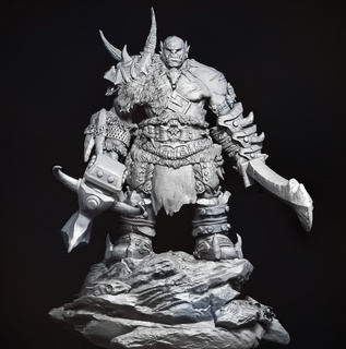 ork heykel 3d Yazdır model yaratık karakter fantezi canavar savaşçı kurgusal kılıç ax taş kafatası minyatürler figürinler Warcraft minyatür oyuncak oyun oyunlar 3d print model - Mito3D