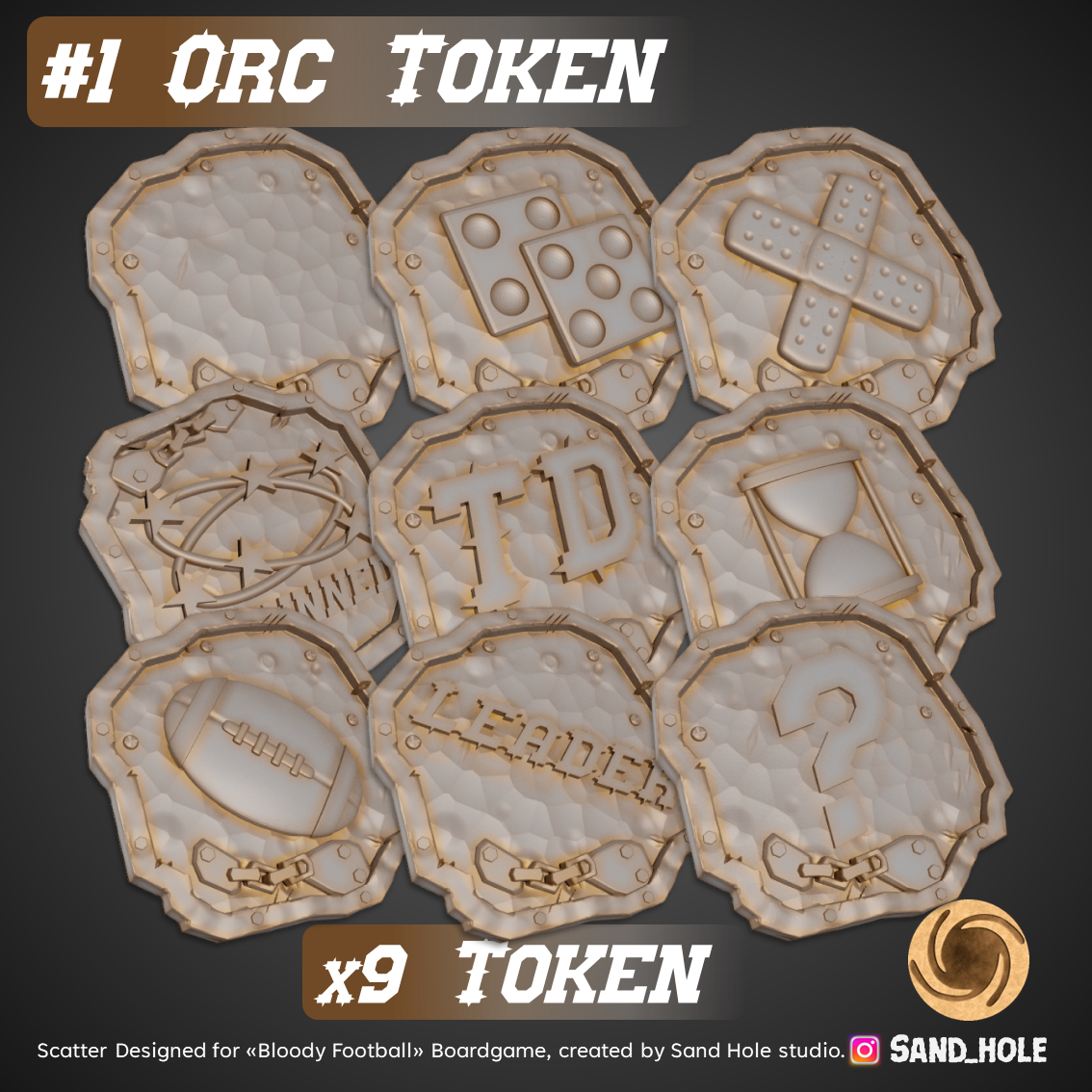 Ork Token sh01t Spiel Fantasie Brettspiel Zwerg Halbling Rotz Chaos Untote Amazonas Echsenmensch nordisch Vampir 3D print model - Mito3D