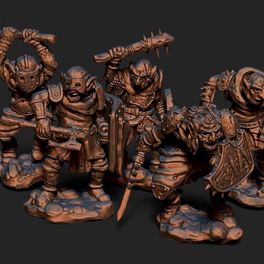 orc banda guerra jogos goblin Guerreiro horda argolas ork multidão espadachim Machado escudo 3D print model - Mito3D