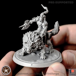 orc wolf rider dnd miniature model toy resin creature fantasy warcraft warrior ork pre-supported direwolf 3d print model - Mito3D