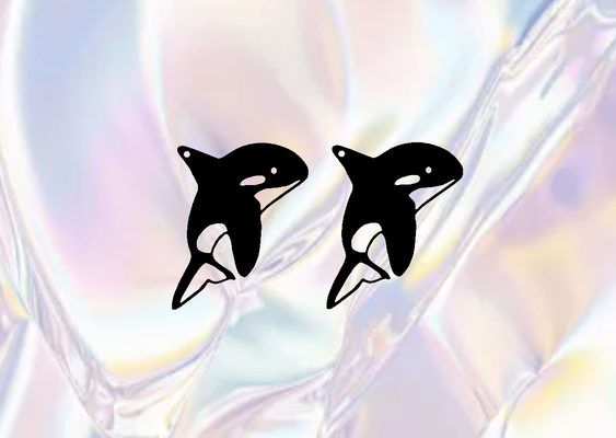 orca sea hoop earring pendant hoops key rings charms 3d print model - Mito3D