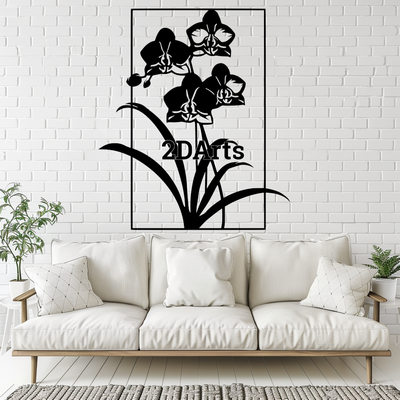 orchid 2d wall art window - digital stl & svg file home floral decor 3d printing laser cutting home cults3d download nature-themed modern minimalist romantic birthday gift anniversary unique plant lover wedding garden party decoration diy pr 3d print model - Mito3D