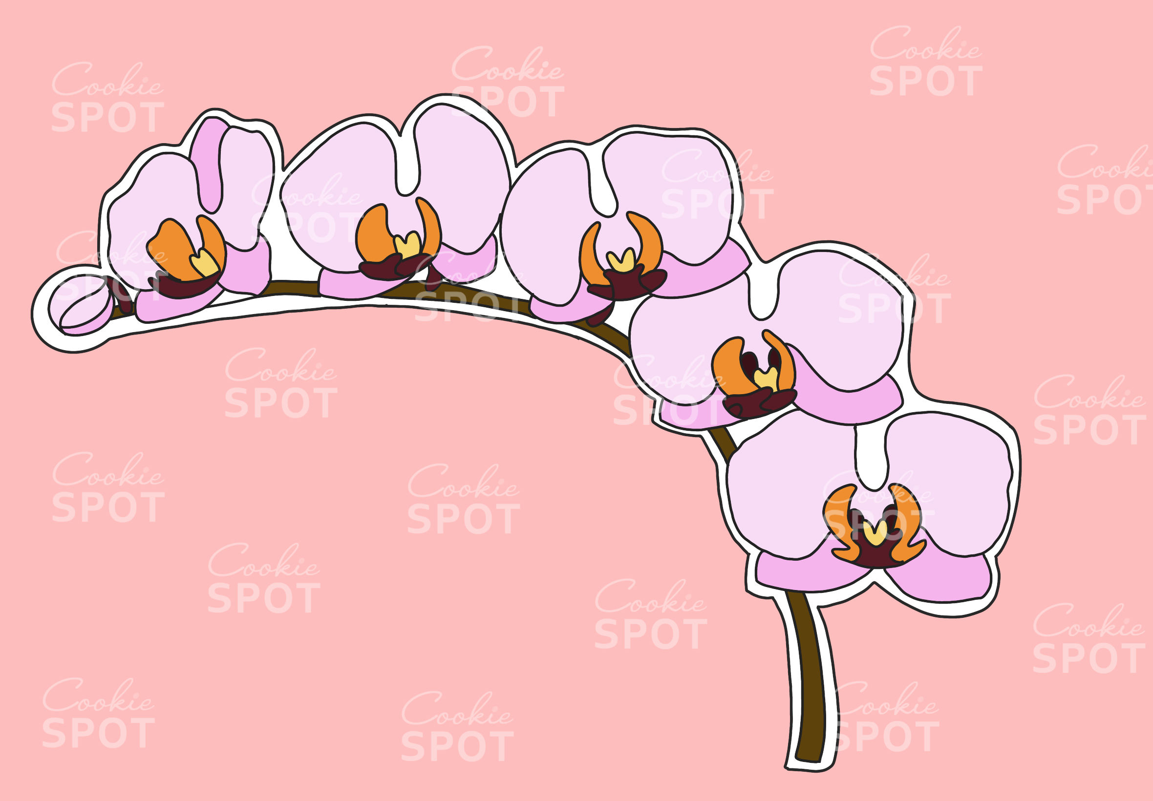 orchid branch cookie cutter flower floral 3D print model - Mito3D