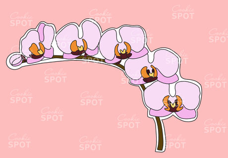 orchid branch cookie cutter orchid flower branch floral cookie cutter  3d print model - Mito3D