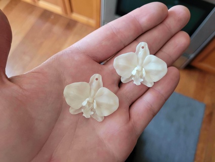 orchid flower earrings earring resin unique 3d print model - Mito3D
