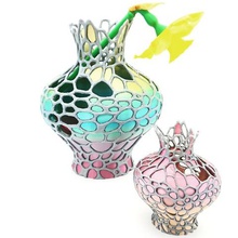 organik amfora ev hediye matematik sanatı voroni sanat multimaterial çok renkli güzellik çiçekler deco dekorasyon vazo 3d print model - Mito3D