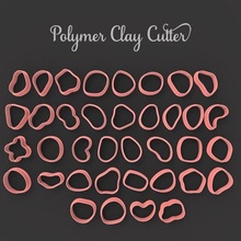 organic random shapes polymer clay cutter 38 designs 2 sizes jewelry boho bundle set 3d print model - Mito3D