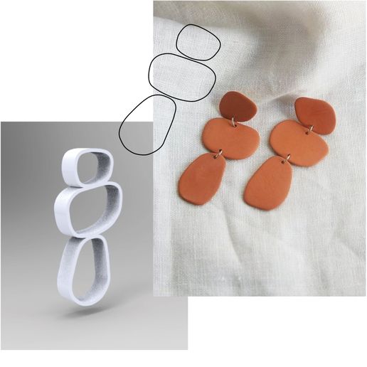 organik şekil kesici polimer kil küpe mücevher kurabiye modaya uygun indie minimalist az 3D print model - Mito3D