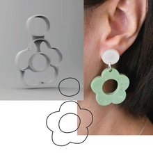 organic shape cutter polymer clay earring jewelery 14 cookie earrings trendy indie minimalist minimal 3d print model - Mito3D