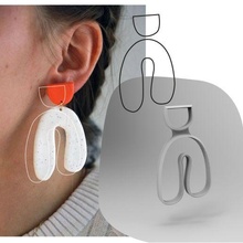 organisch gestalten Cutter Polymer Lehm Ohrring Schmuck 19 Architektur Plätzchen Ohrringe modisch Indie minimalistisch minimal 3d print model - Mito3D