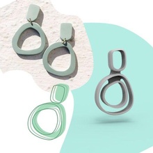 organic shape cutter polymer clay earring jewelery 23 cookie earrings hoops rendy indie minimalist minimal 3d print model - Mito3D