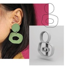 organic shape cutter polymer clay earring jewelery 2 cookie earrings trendy indie minimalist minimal 3d print model - Mito3D