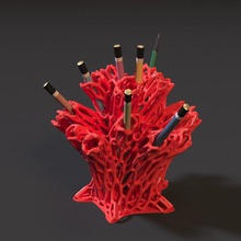 Organizatör mercan sanat diğer yazma kalem dur kaynağı ofis dekor voronoi 3d print model - Mito3D