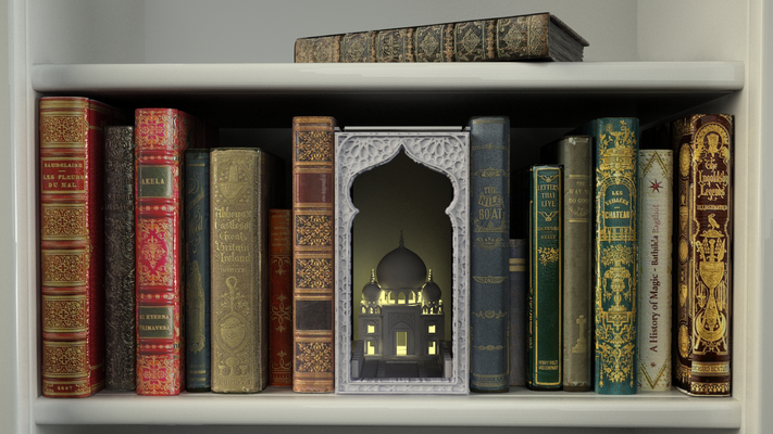 orientalisch bücherecken zuhause haus buch buchstütze fantasie tempel arabisch unterstützung indisch bibliothek arabisch aladin nächte rendern kreuzungen bibliothekar 3d print model - Mito3D