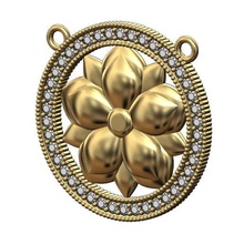 oriental flor diamante circulo colgante pendiente 3d impresión modelo joyería joya medallón Rosa imprimible oro plata Moda 3d print model - Mito3D