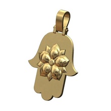 orientale fiore mano fatima pendente cauzione 3d Stampa modello gioielleria stampabile oro marocchino beldi hamssa collana 3d print model - Mito3D