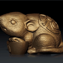 oriental mouse sculpture v3 -rodents souvenir -3d print model 3dprint gift jewelry rodent murine vermin mice stamp art sculptures 3d print model - Mito3D
