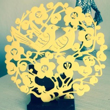 2d oryantal süs sanat süsleme kalp konut ev d cor fowl poly düşük doğa hayvanlar basit sarkık dekor dekorasyon Japon Japonya duvar heykel Çin Doğu eski moda çiçek kuş tapınak sert üst dudak 3d print model - Mito3D