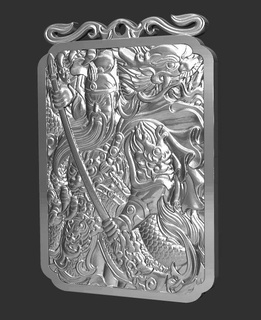 oriental pendant jewel silver samurai japan china jewelry 3d print model - Mito3D