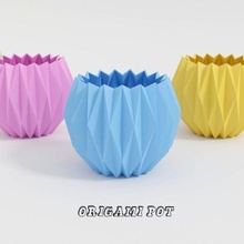 origami-style pot flowerpot origami cactus plants planter decoration 3d print model - Mito3D
