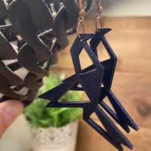 origami pássaro brinco a moda geometria brincos beija-flor 3d print model - Mito3D