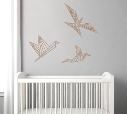 origami uccelli geometrico parete arte casa arredamento 3d print model - Mito3D