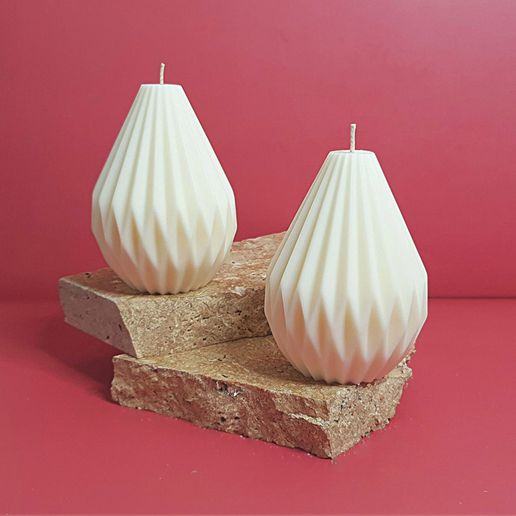 origami candle mold art pear silicone 3D print model - Mito3D