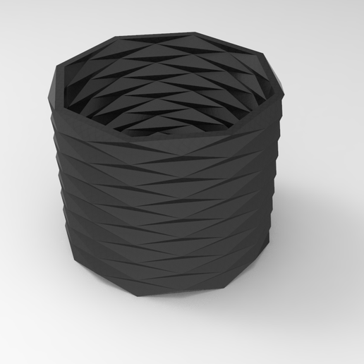 origami faceted pencil pot case flowerpot vase bottle art sculpt parametric bent patron 3D print model - Mito3D