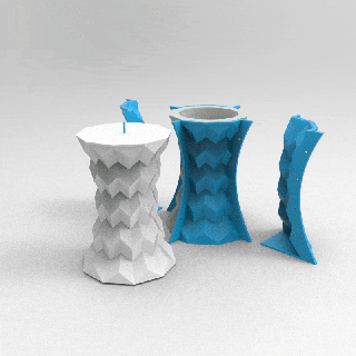 origami mold facetated cement mould polyplanter vase candel pot pencil container faceted easy parametric generic geometric pots flowerpot office candle 3d print model - Mito3D
