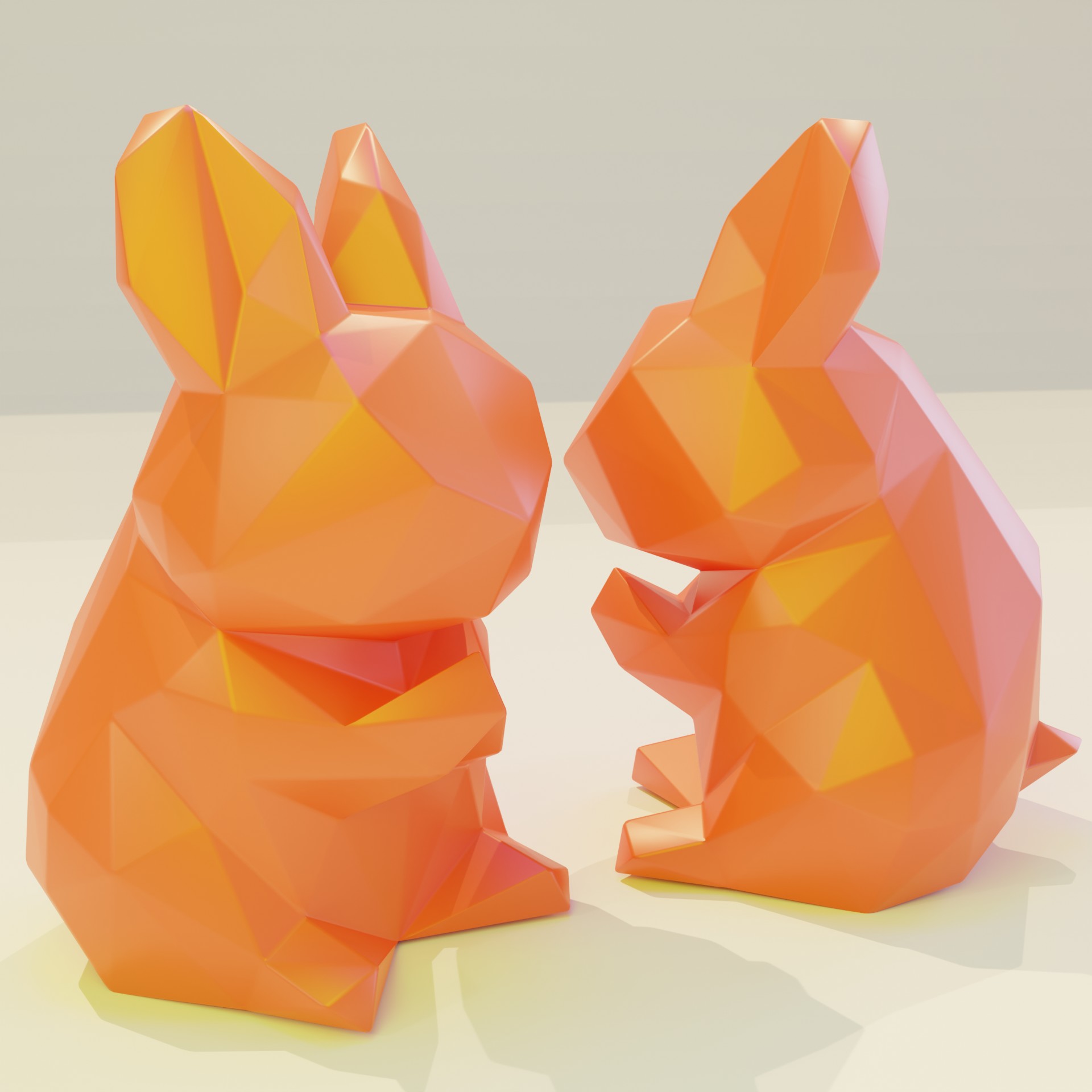 Japon kağıt katlama sanatı tavşan hayvan oyuncak sanat eseri 3D print model - Mito3D