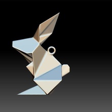 origami rabbit pendant jewelry geometric animal head 3d jewellery 3d print model - Mito3D