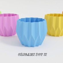 origami style flowerpot version 2 pot cactus succulents plants planter home decoration 3d print model - Mito3D