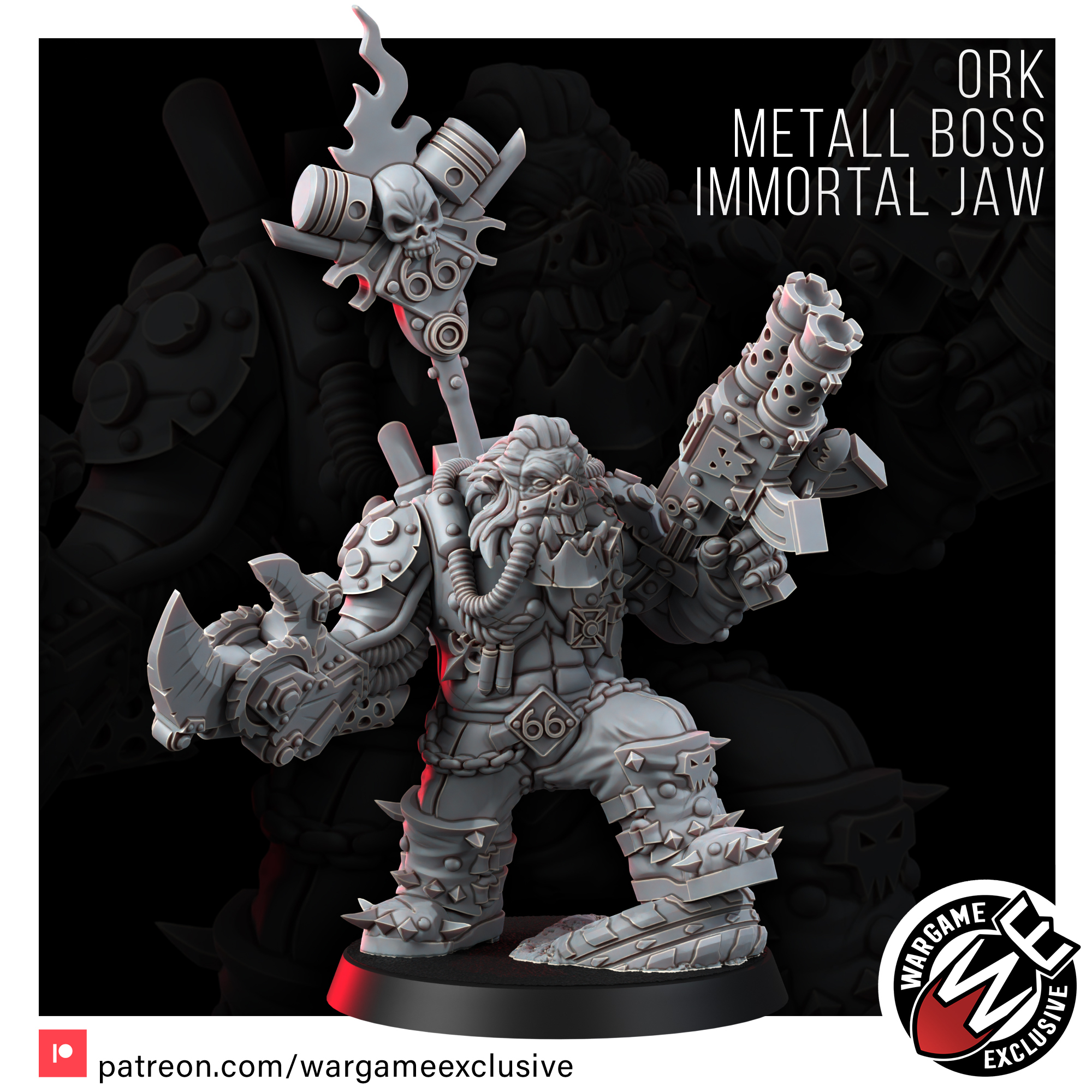 ork boss immortal jaw orks wargameexclusive orc orcs mad max character 3D print model - Mito3D