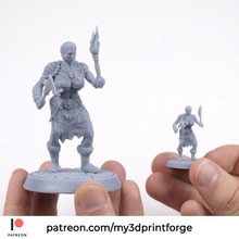 ork female warrior stl 32mm 75mm pre-supported dnd resin miniature presupported pres-supported war torch warcraft wow race figurine mini 3d print model - Mito3D