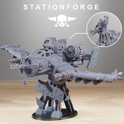 orkaz plane game jet orc sci-fi wargaming miniature tabletop orcs wargame warthog bomber salvaged scavenged 3d print model - Mito3D