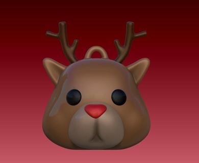 ornament - christmas decoration reindeer Art reno rupert animal keychain 3d print model - Mito3D