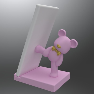 ornamental urso celular suporte gadget enfeite interesse decoração phone base pé 3d print model - Mito3D