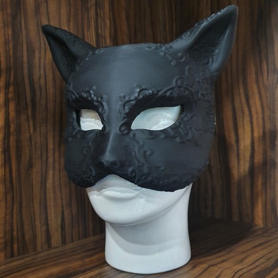 ornamental face cat mask animal masquerade carnival party 3d print model - Mito3D