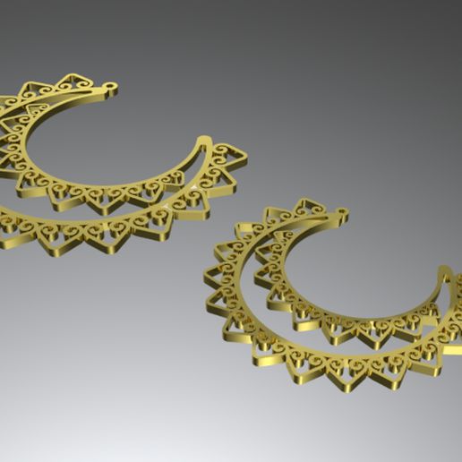 ornamental heart flirts jewelry earring jewellery fashion 3D print model - Mito3D