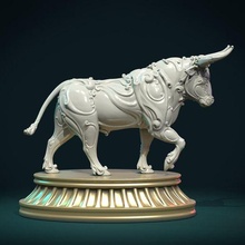 aufwendig Stier Kuh abstrakt Kalb ox Statue Skulptur 3d print model - Mito3D
