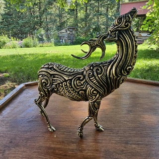 ornato cervo animale corna biomeccanico filigrana creatura elegante modello arte deco vittoriano 3d print model - Mito3D