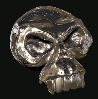 ornato Halloween cranio mondo warcraft stile arte ossa incrociate testa Morte deco goth scultura miniatura 3d print model - Mito3D