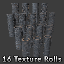 ornate texture roll set roller rolling pin 3d print model - Mito3D
