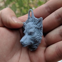 ornate wolf keychain jewelry wearable pendant animal sculpture 3d print model - Mito3D