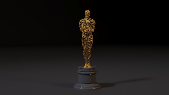 oscar troféu prêmio Voronoi Academia melhor filme ouro estátua estatueta escultura bronze tronco vitória triunfo ganhando 3d print model - Mito3D