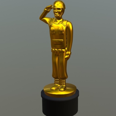 oscar soldato arte premio statua estatua estatuilla suola 3d print model - Mito3D