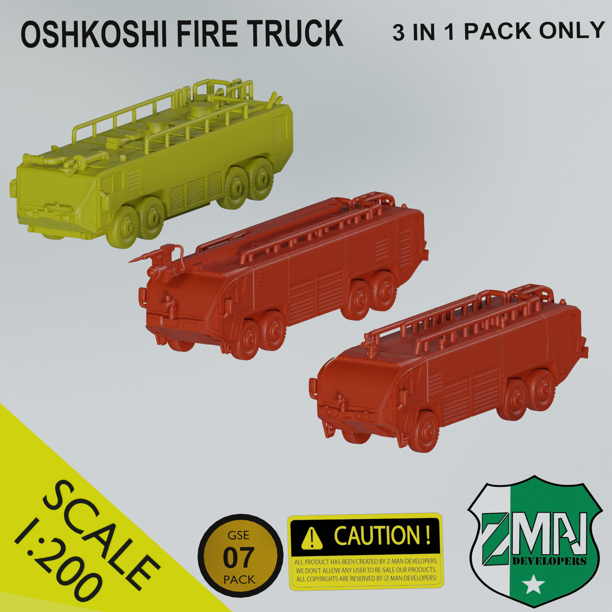 oshkoshi Stryker 6x6 ateş kamyon 3 1 oyun Oshkosh 8x8 sla reçine 3D print model - Mito3D